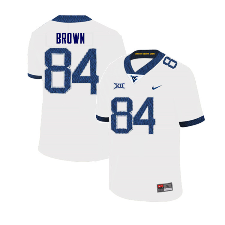 Men #84 Freddie Brown West Virginia Mountaineers College Football Jerseys Sale-White - Click Image to Close